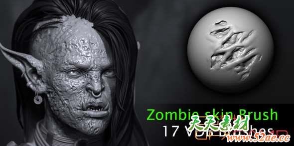 ZBrush僵尸皮肤笔刷预设 ArtStation Marketplace – Zombie skin VD Brushes-天天素材网