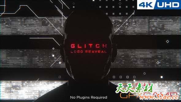 AE模板-创意科幻人头Logo动画 Glitchy Human Logo Reveal-天天素材网