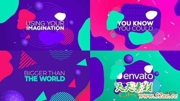 AE模板-彩色图形视频包装片头 Colorful Movies Titles Trailer-天天素材网