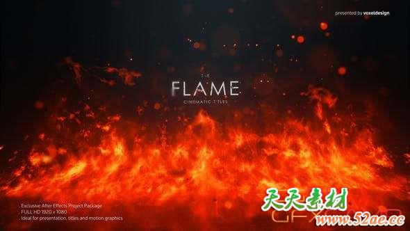 AE模板-火焰大气文字标题宣传片 FLAME Cinematic Titles-天天素材网