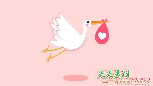 AE模板-送子鸟卡通动画片头 Stork – Baby Birthday Opener-天天素材网