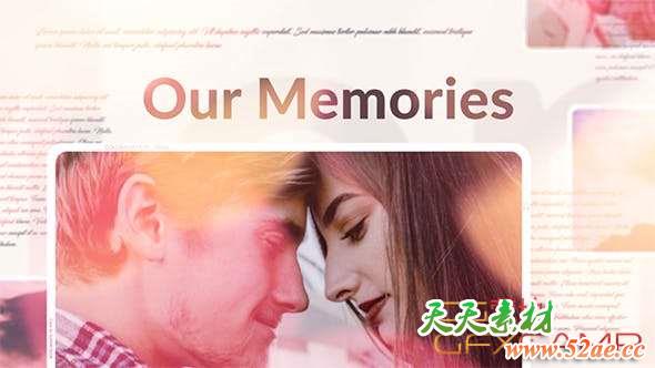 AE模板-甜蜜爱情回忆照片相册幻灯片片头 Our Memories Slideshow-天天素材网