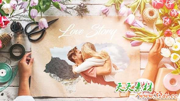 AE模板-浪漫情侣爱情照片相册片头 Love Story Slideshow-天天素材网