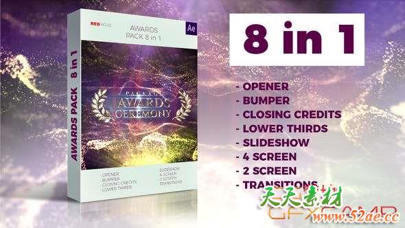 AE模板-粒子背景颁奖典礼片头 Awards Pack-天天素材网
