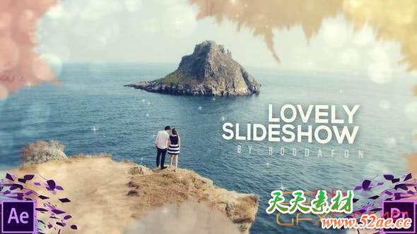 AE模板+PR预设-浪漫视差照片开场片头 Lovely Ink Parallax Slideshow-天天素材网