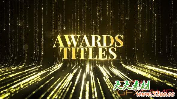 AE模板-金色粒子瀑布流颁奖文字片头 Awards Titles-天天素材网