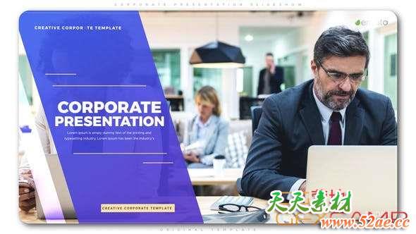 AE模板-企业商务介绍包装宣传片头 Corporate Presentation Slideshow-天天素材网