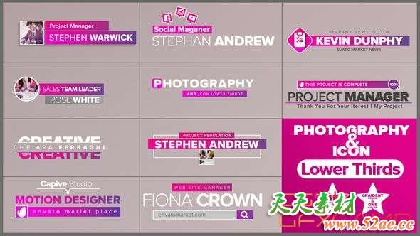 AE模板-时尚人名字幕条动画 Simple Lower Thirds-天天素材网