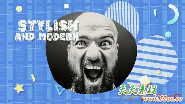 AE模板-时尚彩色图形遮罩图片开场 Colorful Opener-天天素材网