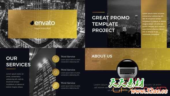 AE模板-奢华商务数据介绍包装片头 Gold Presentation-天天素材网