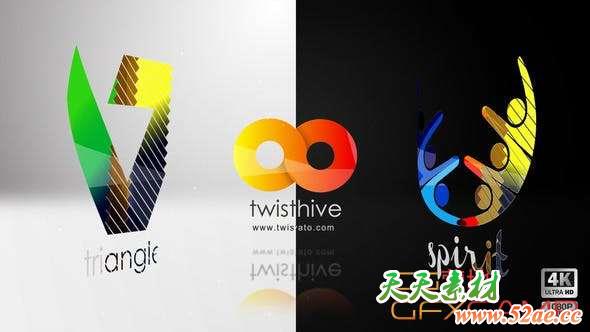 AE模板-简单扭曲翻转Logo动画 Simple Logo Reveal 1-天天素材网