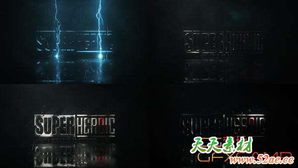 AE模板-闪电三维文字Logo动画 Lightning Strike Logo-天天素材网