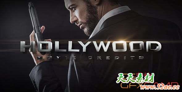 AE模板-三维文字介绍电影片尾 Hollywood Movie Credits-天天素材网