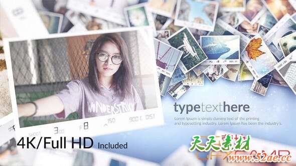 AE模板-拍立得照片墙相册展示片头 In Depth Slideshow-天天素材网
