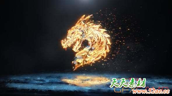 AE模板-冰火粒子Logo动画 Ice and Flame Logo-天天素材网