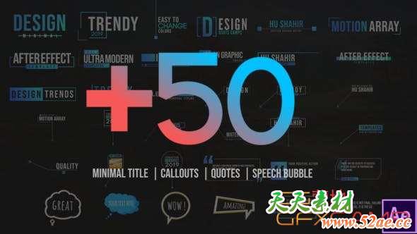 AE模板-指示线气泡文字标题动画 50 Motion Titles Pack-天天素材网