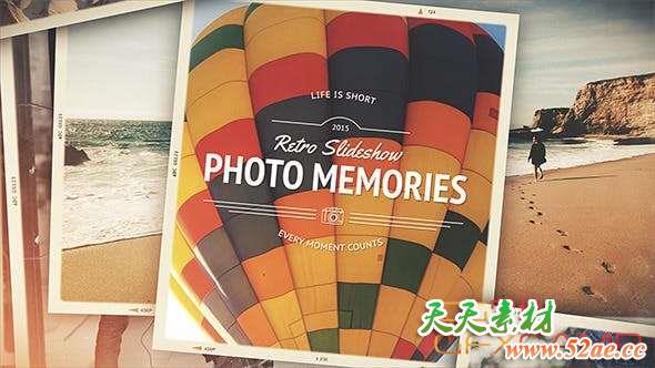 AE模板-回忆照片相册展示片头 Photo Memories – Retro Slideshow-天天素材网