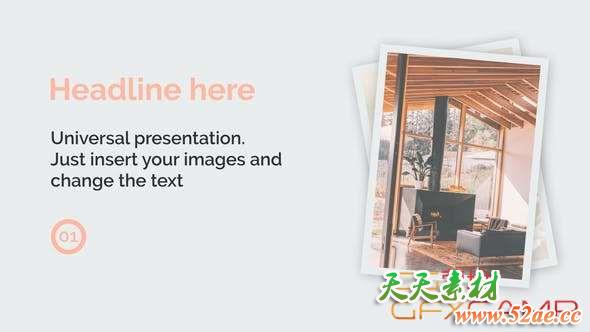 AE模板-简洁个性化图片展示片头 Stylish Slideshow-天天素材网