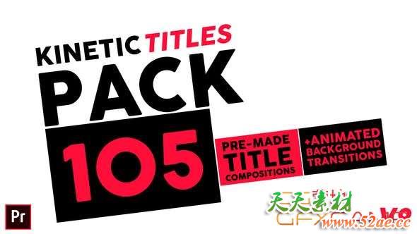 PR预设-80组文字标题运动排版动画 Kinetic Titles Pack-天天素材网