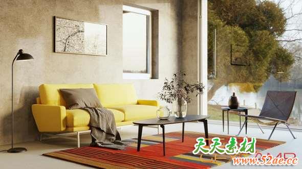 室内客厅沙发茶几家具3D模型 Maxtree Interior Models Vol.6-天天素材网