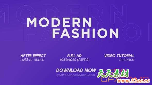 AE模板-图形切割时尚视频开场 Modern Fashion-天天素材网
