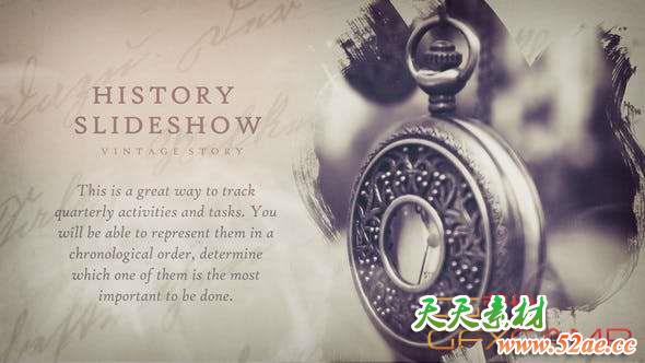 AE模板-复古历史水墨遮罩幻灯片介绍片头 History Vintage Slideshow-天天素材网