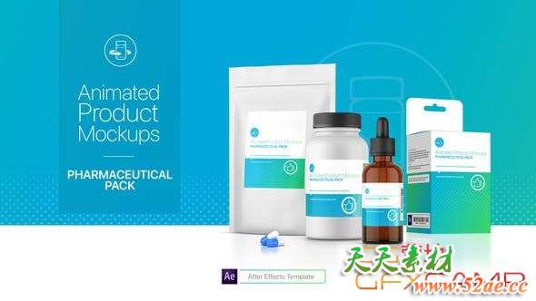AE模板-商品盒子罐子模型宣传包装动画 Animated Product Mockups – Pharmaceutical Pack-天天素材网