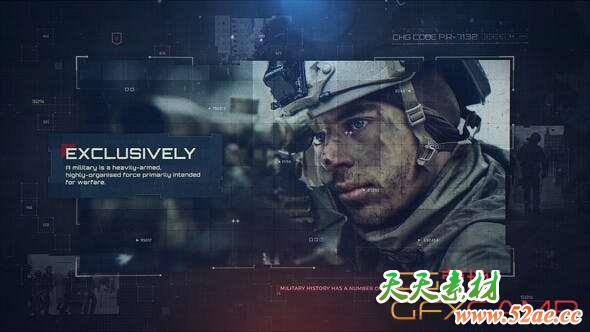 AE模板-科技感军事图片介绍片头 Military Slideshow-天天素材网