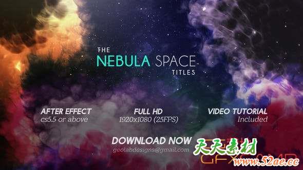 AE模板-梦幻宇宙太空文字宣传片头 The Nebula Space Titles – The Galaxy Titles-天天素材网