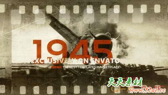 AE模板-战争历史时间线介绍片头 1945 History Opener-天天素材网