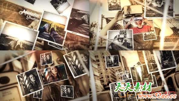 AE模板-历史回忆照片相册视差片头 Memories Parallax Slideshow-天天素材网