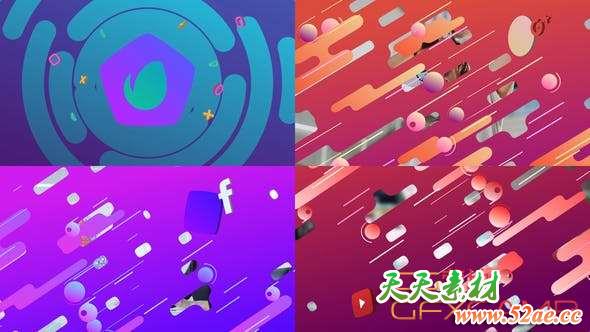 AE模板-扁平化图形MG转场Logo动画 Transition Logo-天天素材网