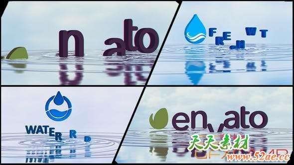 AE模板-水波纹涟漪三维Logo动画 Corporate Logo V21 Water Ripples Emerge-天天素材网