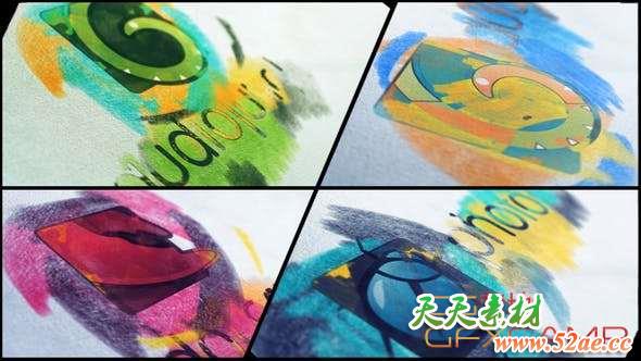 AE模板-素描风格Logo动画 Pencil Sketch Logo-天天素材网