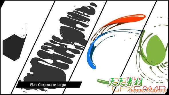AE模板-创意扁平化流体Logo动画 Flat Corporate Logo V04 Liquid-天天素材网