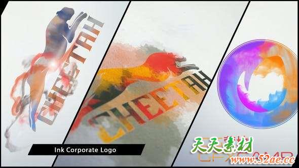 AE模板-水墨滴落汇聚Logo动画 Ink Corporate Logo-天天素材网