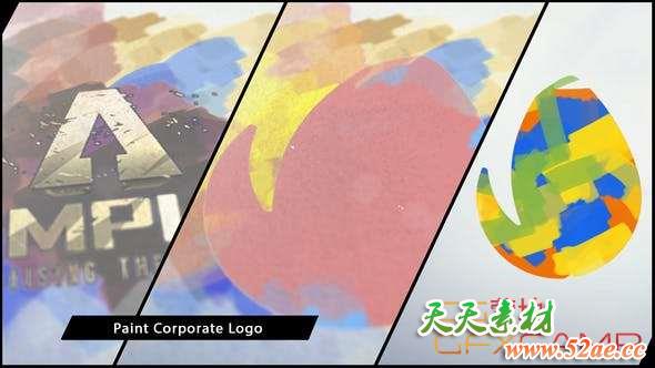 AE模板-笔刷绘制Logo动画 Paint Corporate Logo-天天素材网