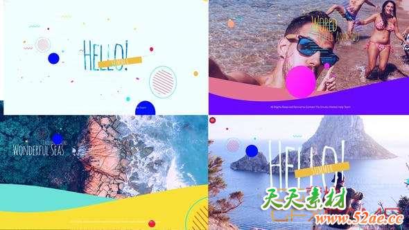 AE模板-时尚卡通夏天旅游视频片头 Summer Opener V2-天天素材网