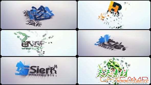 AE模板-卡片汇聚Logo动画 Cards Corporate Logo-天天素材网