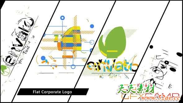 AE模板-创意扁平化图形Logo动画 Flat Corporate Logo V02-天天素材网