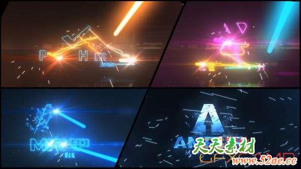 AE模板-镭射激光游戏风格Logo动画 Laser Blast Logo Reveal-天天素材网