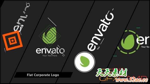 AE模板-扁平化商务Logo动画 Flat Corporate Logo V01-天天素材网