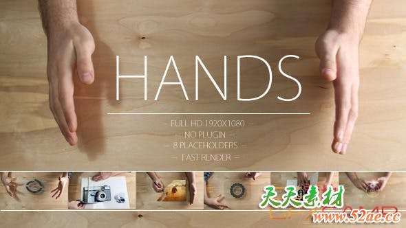 AE模板-实拍手势定格动画片头 Made by Hands-天天素材网