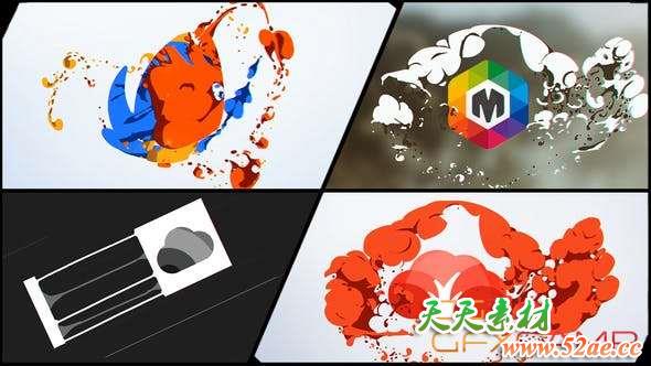 AE模板-手绘卡通流体烟雾Logo动画 Liquid and Smoke Hand Drawn Logo Reveals-天天素材网