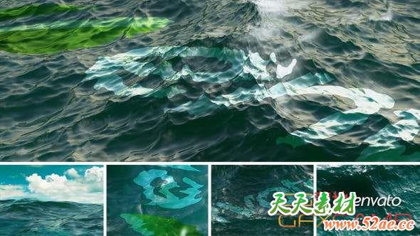 AE模板-海洋波浪文字Logo动画 Realistic Ocean Logo-天天素材网