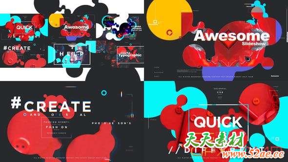 AE模板-时尚彩色图形遮罩排版宣传 Colorful Typographic Promo-天天素材网