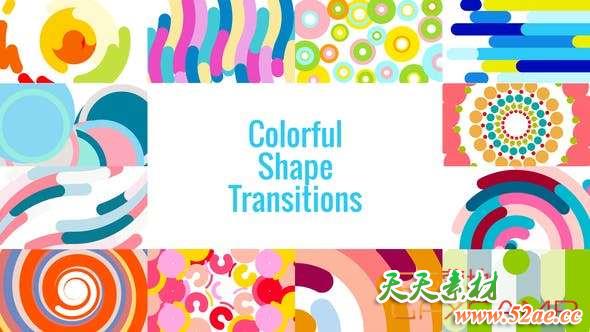 AE模板-彩色图形转场动画 Colorful Shape Transitions-天天素材网