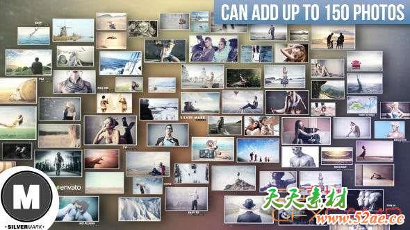 AE模板-三维相册照片墙片头 3D Photos Slideshow v2-天天素材网