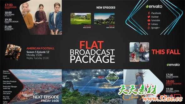 AE模板-简洁扁平化电视栏目包装片头 Flat Broadcast Package-天天素材网