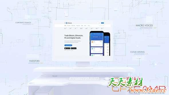 AE模板-三维空间线条科技感片头 White Technology Promo-天天素材网